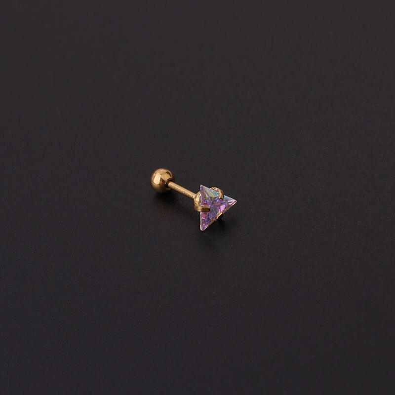 1Piece Mini AB barevné zirkonové náušnice pro ženy 2021 Trend Jewelry Náušnice Piercing Heart Start Triangle Zirkonové náušnice