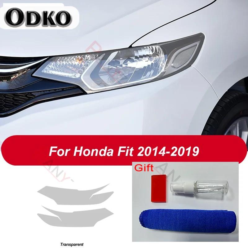 2 шт. Для Honda Fit GK5 Jazz 2014 2015 2016 2017 Автомобильная защитная пленка для фар Прозрачная черная ТПУ Защитная