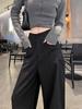 Casual Womens Loose Fit Wool Blend Wide Leg Pants For Spring 2025
