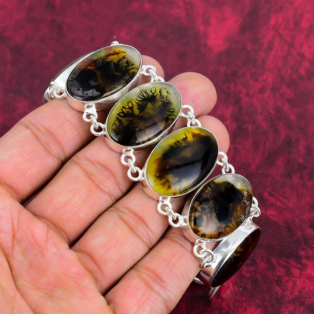 Dendrite Opal Bracelet Jewelry, Handmade 925 Solid Sterling Silver Jewelry, Beauteous Gemstone Bracelet, Natural Jewelry For Gift