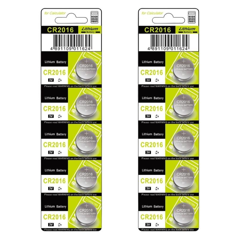10pcs/5pcs CR2016 Button Batteries 80mAh High Energy Density Replacement DL2016/ER2016/GPCR2016 for Watch