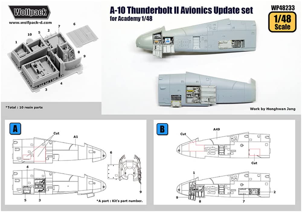 Wolfpack Designs 1/48 Scale A-10 Thunderbolt II Avionics Bay Set (for Academy Model Kit) Plastic Model Kit Parts WOLWP48233