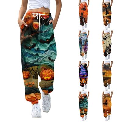 Women's Fashion Sport  Printed Drawstring Pocket Casual Sweatpants Pants