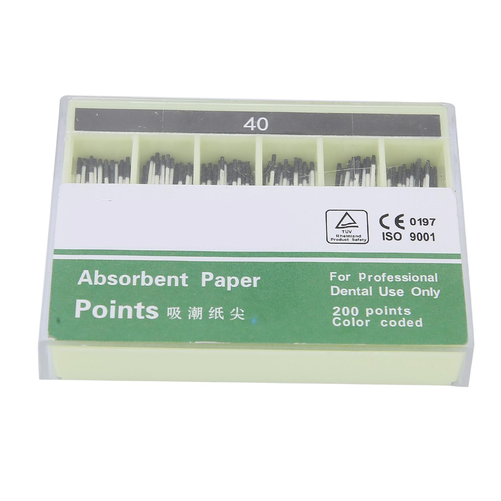 

200 шт. Одноразовые абсорбирующие бумажные штифты для корневых каналов Стоматологический абсорбирующий бумажный штифт Стоматологический инструмент №40 Черный
