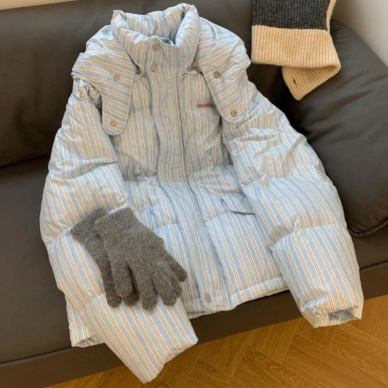 

Корейская Сладкая Голубая Пуховая Куртка Женская Зимняя Свободная Оверсайз Хлопковая Куртка S