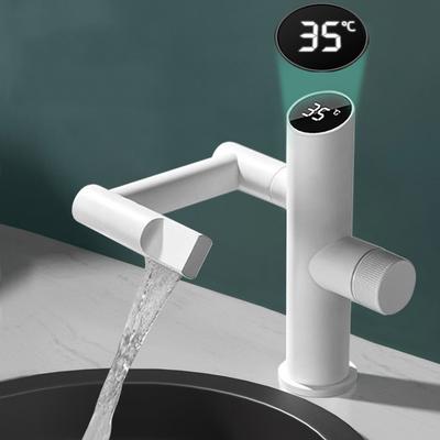 Modern Intelligent Digital Display Waterfall Taps Sink Faucet 1080 Degree Basin Faucets Bathroom Faucet Hot and Cold Water Mixer