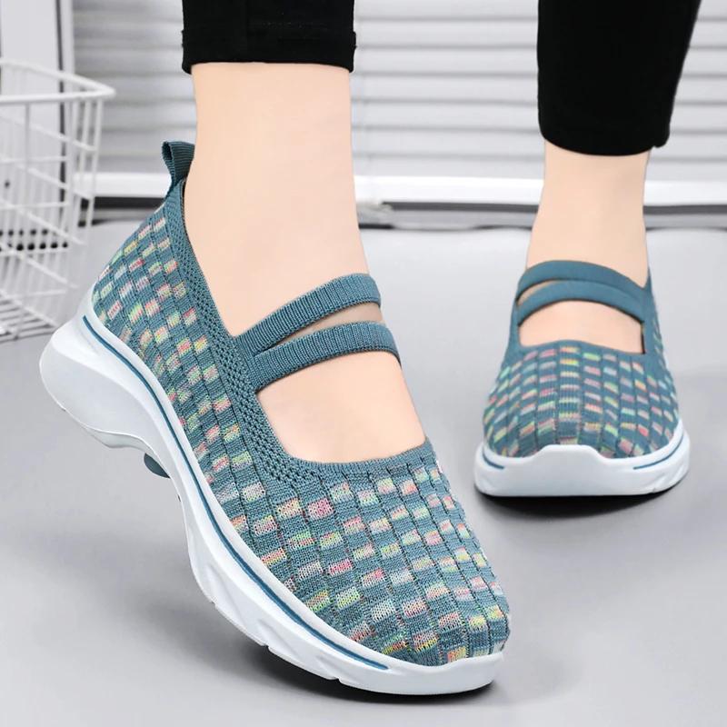 Fashion Plus Size Women Flat Shoes 2025 Fashion Elastic Band Weave Shoes Women Comfort Flat Shoes Women Casual Loafers Zapatos De Mujer