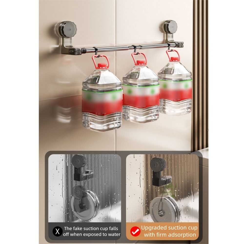 Wall-Mounted Retractable Towel Bar Strong Suction Shower Slipper Hanger Bathroom Towel Rod  Home
