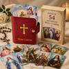 Katholischer Faux-Leder-Heiligenkartenhalter mit Druckknopfverschluss, Taschenformat, Gebetskarten-Organizer-Etui zur Aufbewahrung religiöser Andachtskarten