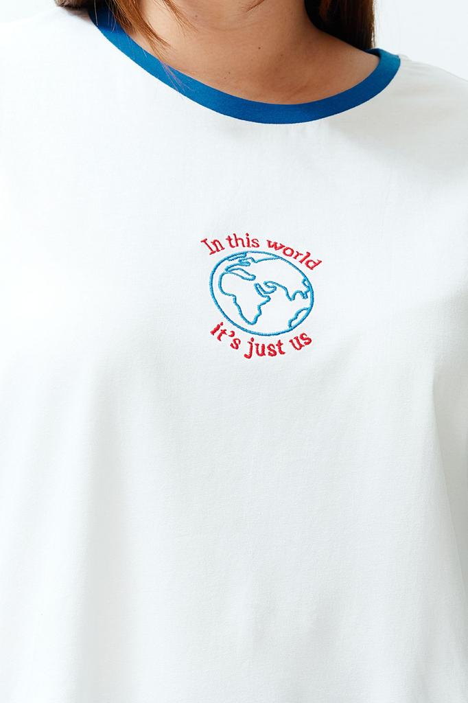 Women's Style Plus Size Ecru Unisex Oversize Comfortable 100% Cotton Couple Knitted T-Shirt