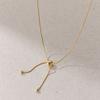 New Fashion 925 Sterling Silver Minimalist 18K Gold Tassel Adjustable Snake Chain Round Beads Necklace for Women Girls