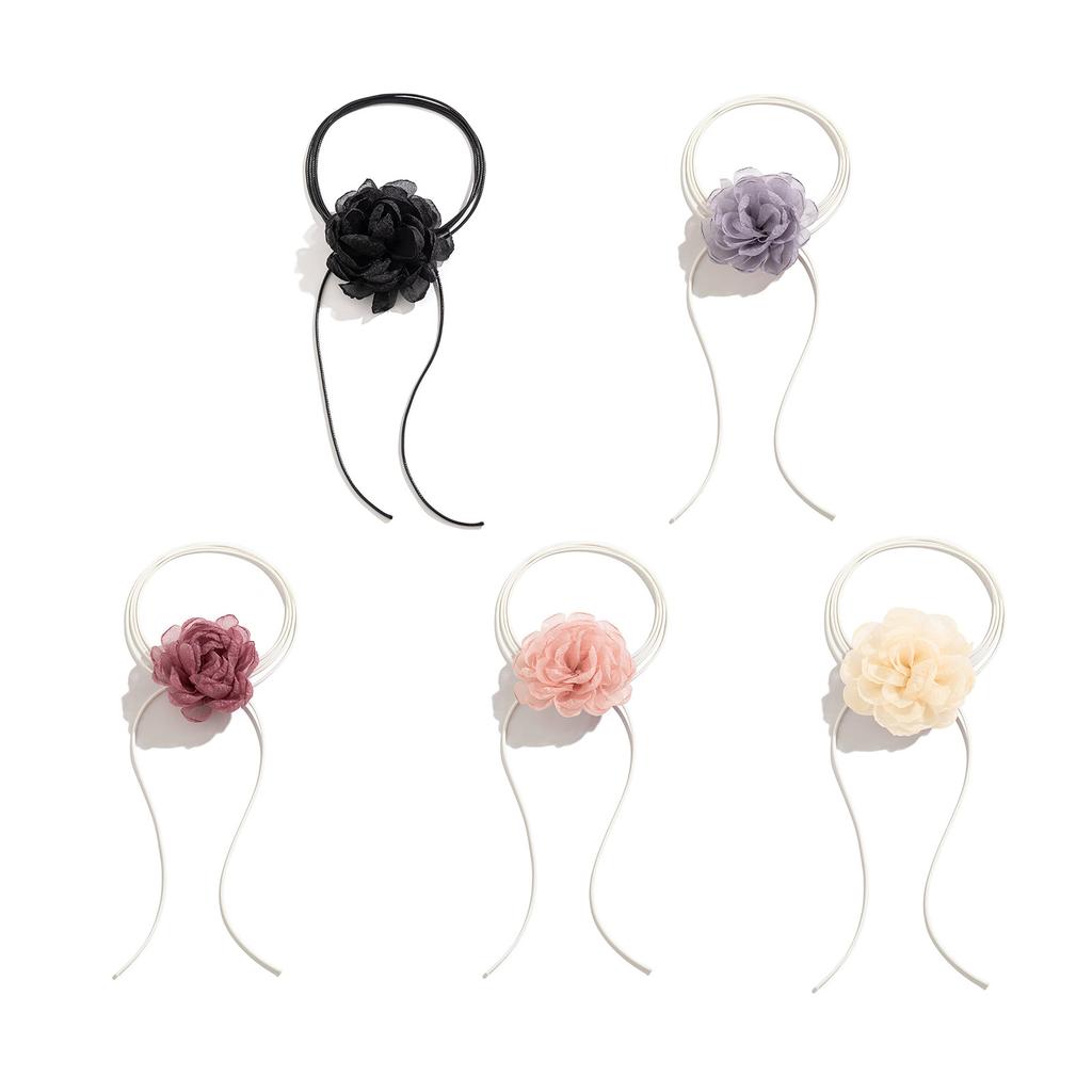 Mesh Flower Big Rose Aesthetic Necklace Fashion Simple Clavicle Chain for Women
