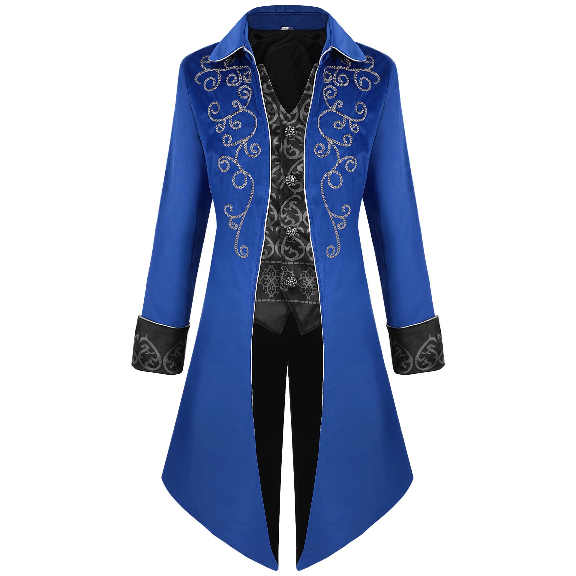 

Чоловічий ретро фрак ластівчин хвіст 2025 - Довгий сріблястий край, Весняно-осінній костюм для косплею та виступів L