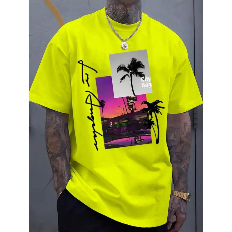 Men's Fashionable Round Neck T-shirt, Versatile Short Sleeves