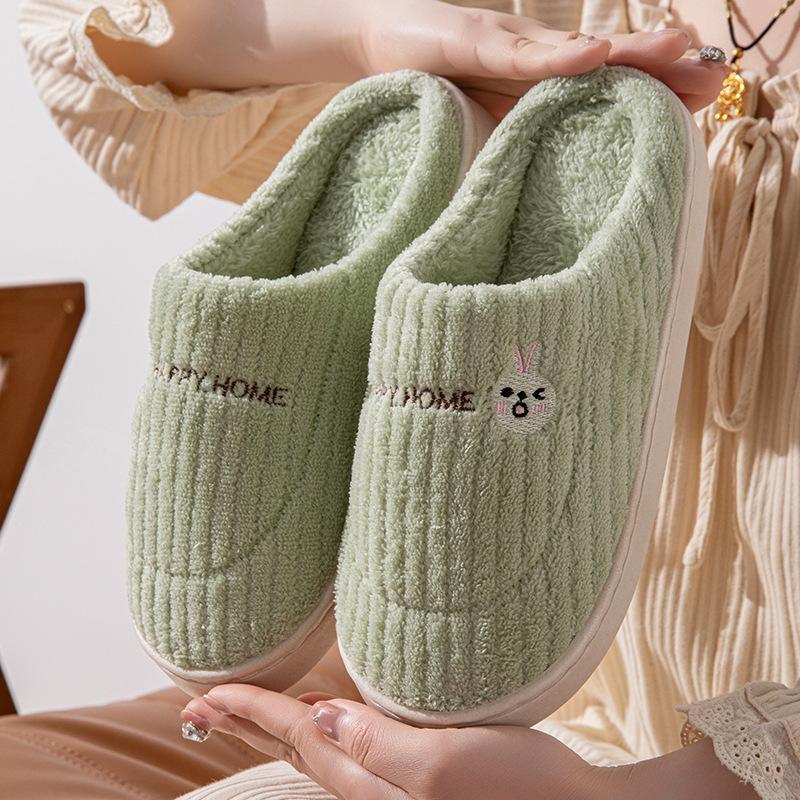 Cotton slippers women's autumn and winter couple home slippers indoor confinement shoes warm cotton shoes non-slip plush cotton drag men's winter