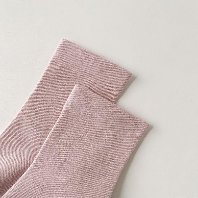 Pink Style Women's Cotton Socks Solid Color Comfortable Suede Daily Mid-tube Socks