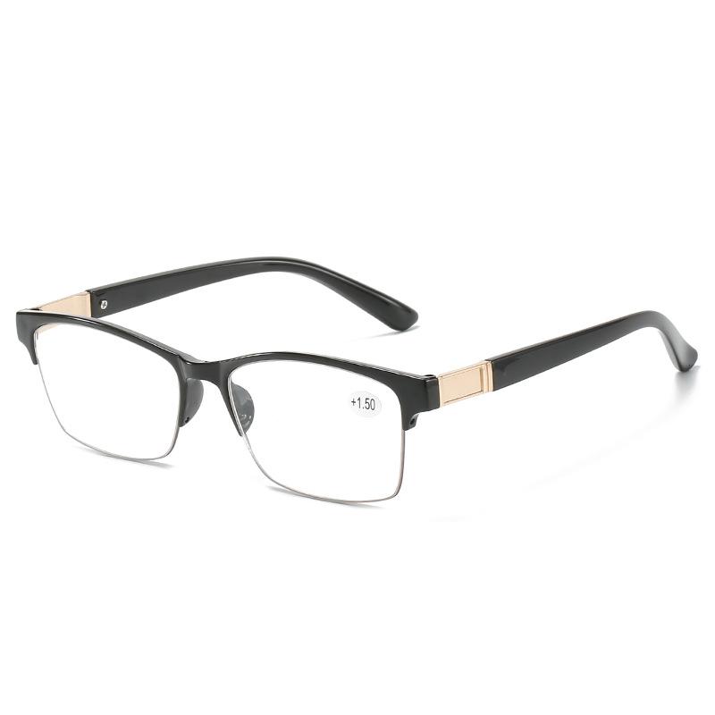 Women's New Presbyopic Glasses Metal Half Frame Reading Glasses HD Resin Lenses Men's Business Presbyopia Glasses 1.0 To 4.0