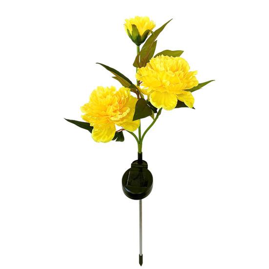 Outdoor Garden Lamp 3 Heads Design Realistic Looking Waterproof Automatic Charging Solar Powered Peony Flower Lamp Landscape Lighting