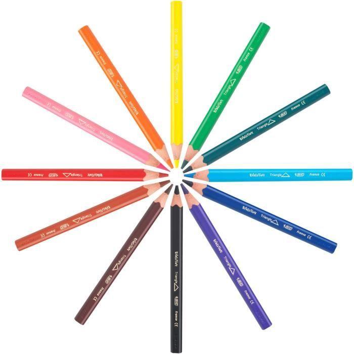 BIC Kids Evolution Triangle ECOlutions Dreieckige Buntstifte – verschiedene Farben, Kartonetui mit 12 Stück