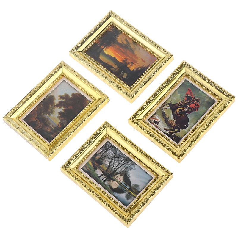 Dollhouse Miniature 1:12 Mini Decorative Accessories Antique Frame Oil Painting