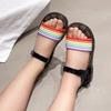 Fashion Girls Sandals Summer New Kids Shoes Comfort Anti Slip Girls' Beach Shoes Simple Soft Bottom Child Rainbow Strap Sandals