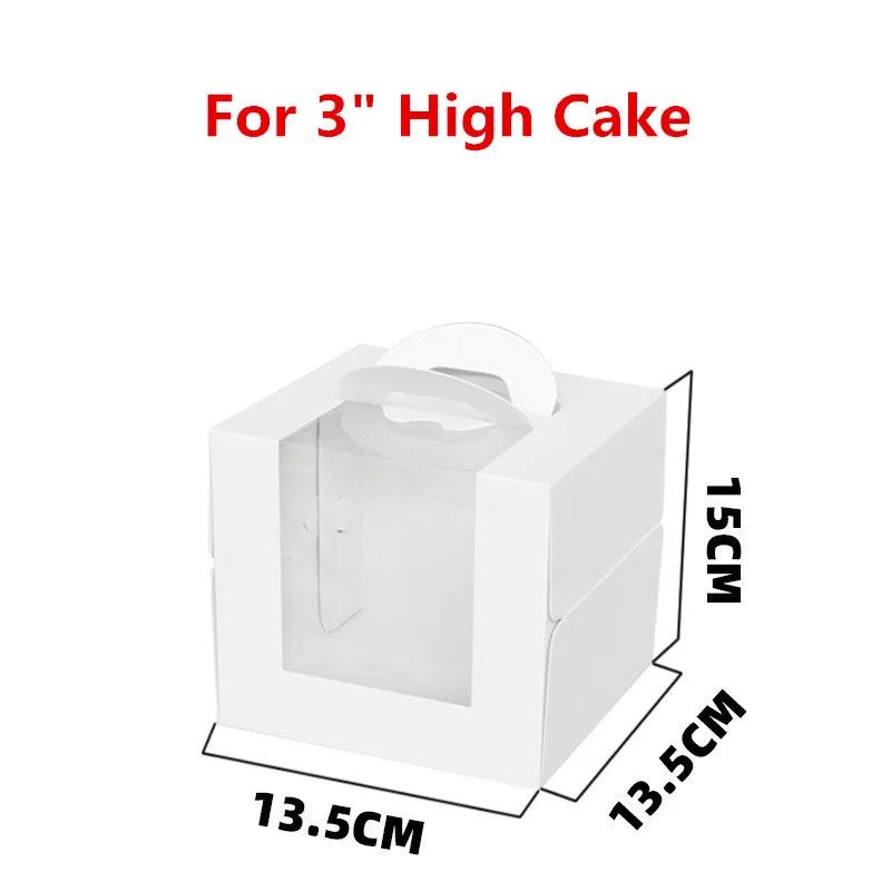 5Pcs 3/4/ inch Small Cake Box White Paper Transparent Window Portable Birthday Dessert Packaging Party Gift Supplies Other