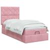 Ottoman Bed with Mattress and LED Pink 90 x 200 cm Velvet