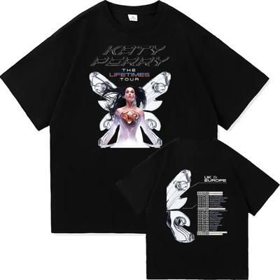 2025 Katy Perry The Lifetimes Tour Camiseta Estampada Hombre Mujer Estética Vintage Alta Calidad Oversize Algodón Camisetas Ropa de Calle
