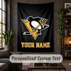Personalized Wall Tapestry,Pittsburgh Penguins Custom Text, Soft Fabric Wall Art For Indoor Decoration