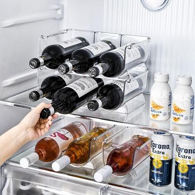 Material And Beverage Storage Rack Stackable Thickened Transparent Water Bottle Organizer Universal Storage Box Durable Plastic
