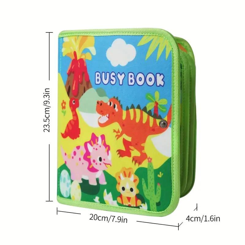Dinosaur Busy Board Life Skills Educational Learning Sensory Felt Quiet Activity Books for Baby Travel Montessori Toys Boy Girl