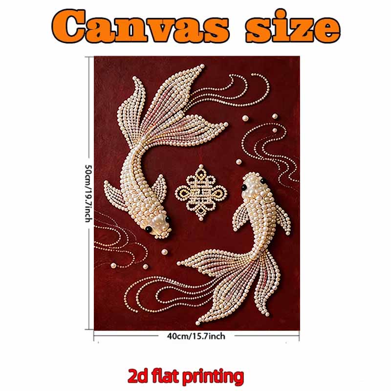 Pearl Two Goldfish DIY Diamond Art Kits 15.7x19.6inch Gem Art Diamond Painting Kits Without Frame for Adults Gift Idea Home Wall Decor