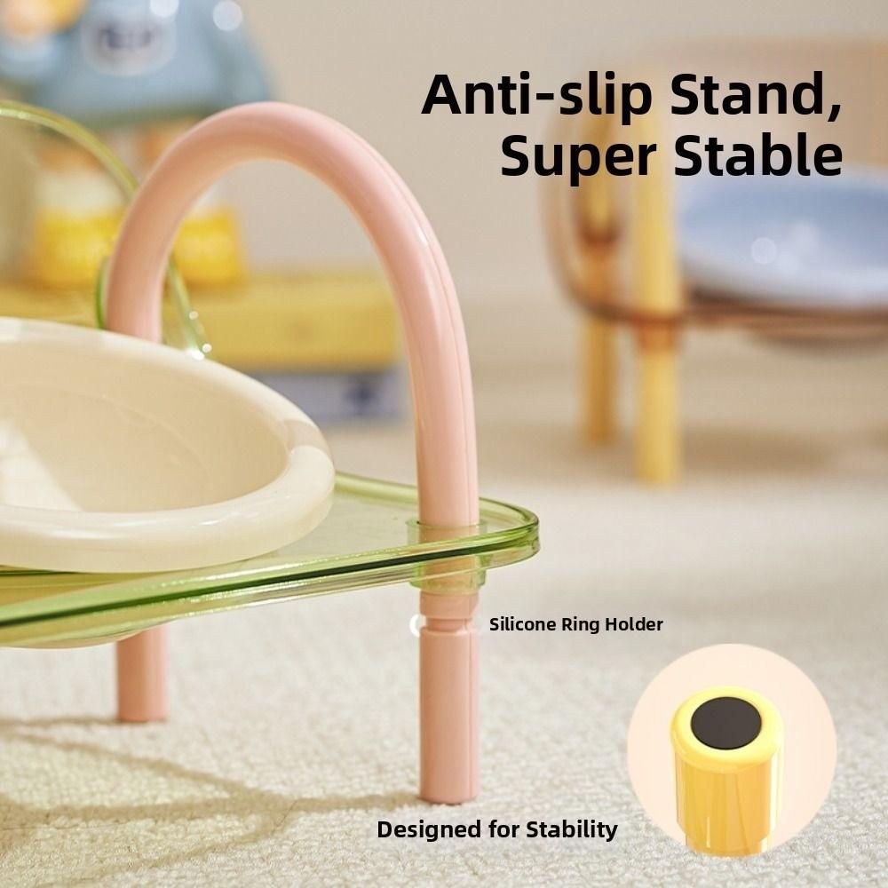 Double Bowls Cat Food Water Bowl Anti-flip Elevated Pet Feeder Bowl Pet High Footed Bowl  Household