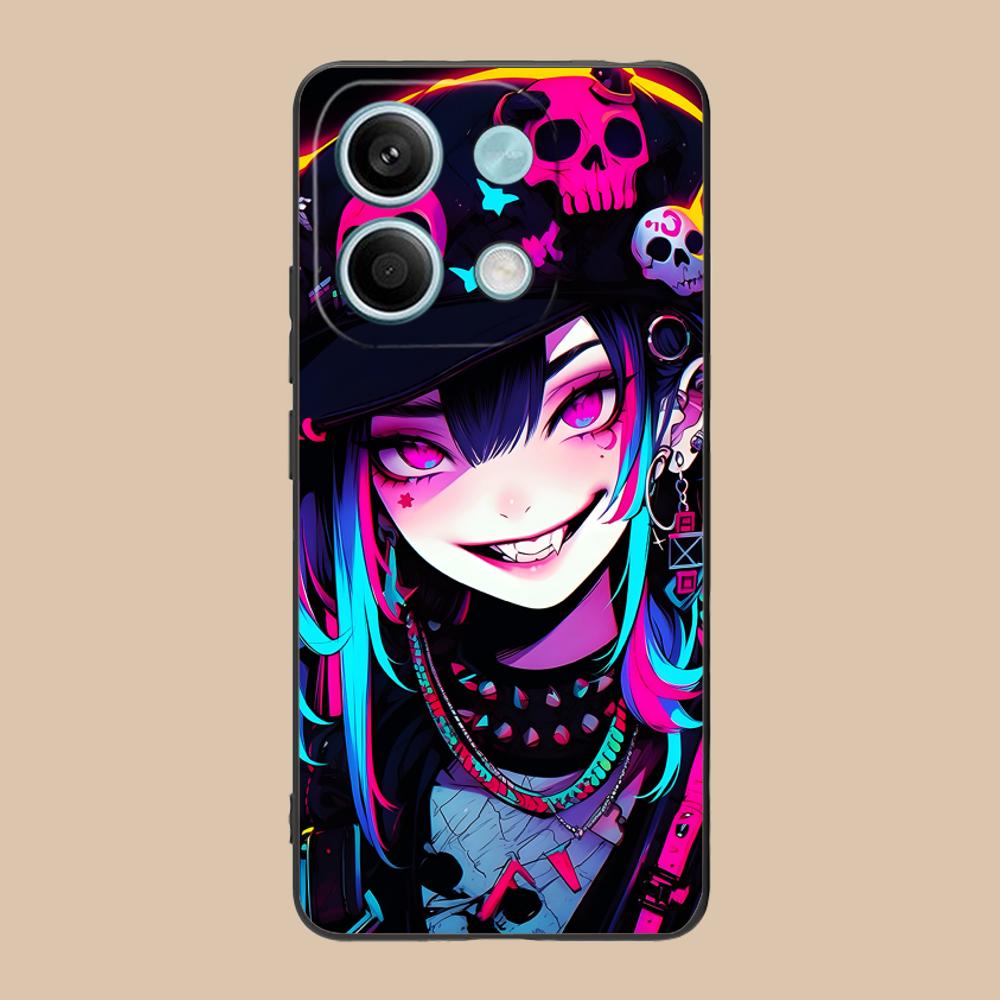 Anime Punk Girl Phone Case for POCO M6 M5 M4 M3 X7 X6 X5 X4 X3 F6 F5 F4 Pro GT 5G Colour Printing Protective Cover Luxury Pretty