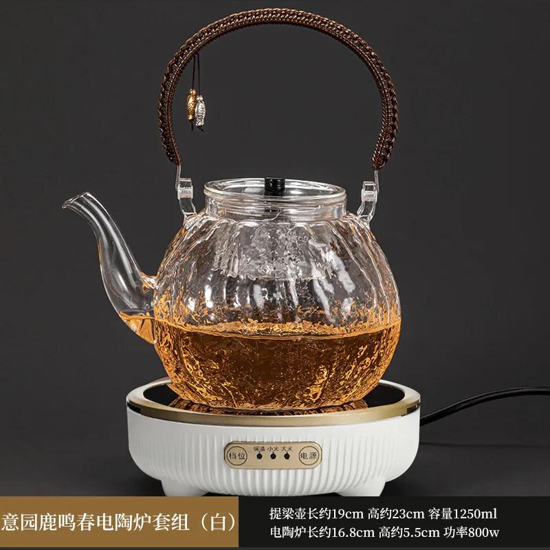 Glass Handle Pot for Steaming and Boiling Tea Household High Temperature Resistant Open Flame Boiling Teapot Radiant-cooker