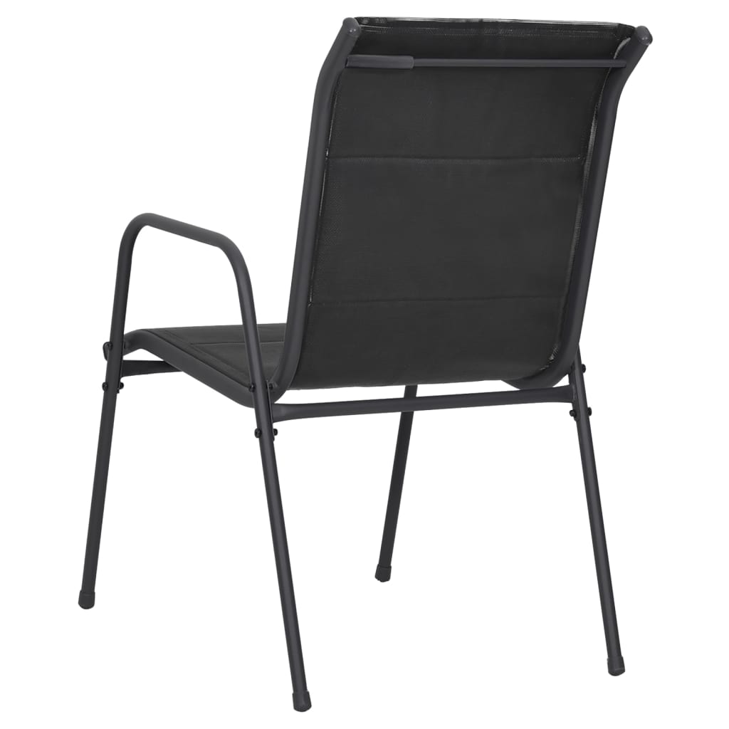 6pcs Patio Chairs Assembly Steel Textilene Stable Frame Garden Chairs for Dinning Black