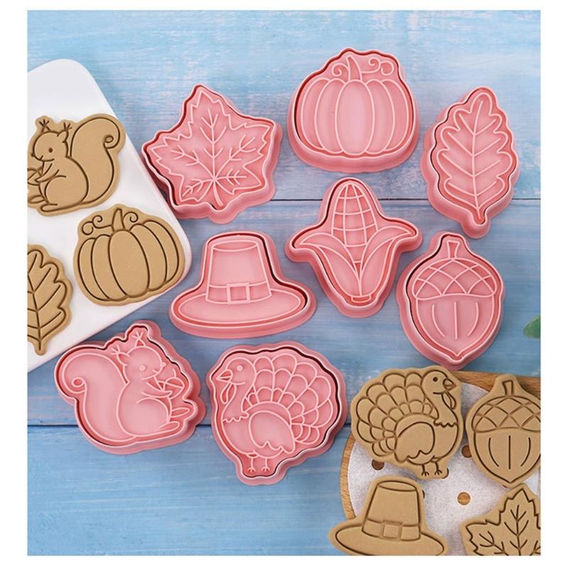 Set of 16 Thanksgiving Themed Cookie Cutters Plastic Material Biscuit Moulds Cookie Cutters Cookie Baking Accessories