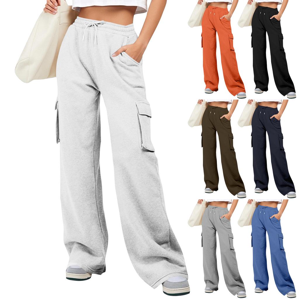 Womens Wide Leg Sweatpants Casual High Waist Baggy Sweatpants Boyfriend Jogger Pants With Pockets Trousers