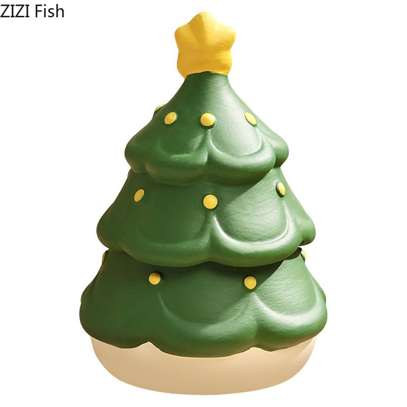 BRChristmas Tree Shape Ceramic Toothpick Holder Dental Floss Cotton Swab Boxes Nordic Creative Home Desktop Decor Organizer GiftEY