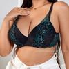 Ultra Thin Lace Trim Bra Plus Size Women 3/4 Cup Wireless Comfort Support Underwear In Black