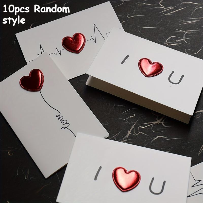 

10pcs Greeting Cards 3D Love Card Festival 3D Greeting Postcard Leather Heart Greeting Cards For Mothers Day Wedding Anniversary
