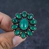 Natural Green Onyx Gemstone 925 Sterling Silver Jewelry Ring Size 8.5 t5N15