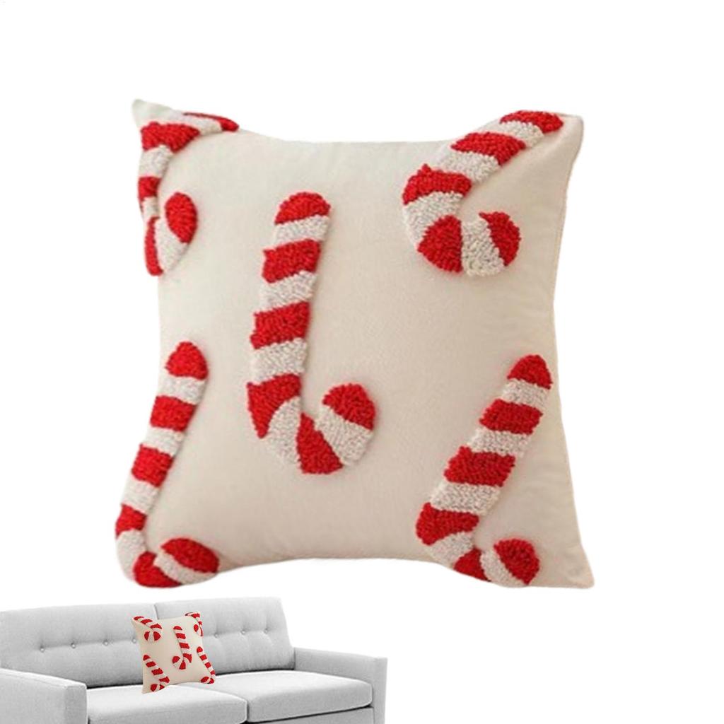 45x45cm Winter Christmas Pillow Covers cute Throw Pillow Covers Winter Candy Cane Cushion Covers Red White Decorative Pillow