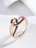 New  Rose Gold With Black Natural Zircon Ring Geometric Line Cross Wedding Rings For Women Fashion Vintage Jewelry