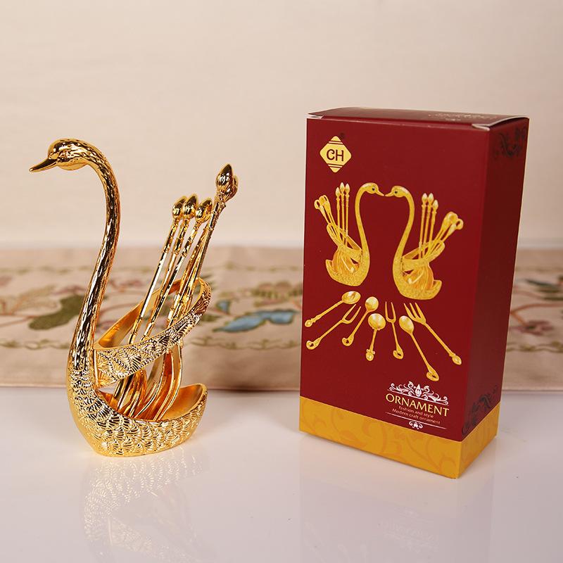 Fruit Fork Set, Zinc Alloy Creative Cute Household Fruit Stick Fruit Insert European Fork Cygnus Tableware