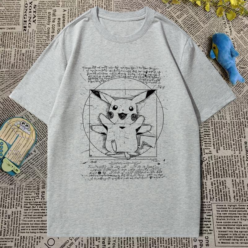 Pokémon Tshirt Mens and Womens Printed Short Sleeve Anime Cartoon Geng Gui Childrens Clothing Student Peripheral Summer