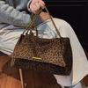 Ladies Gold Zipper Leopard Print Crossbody Bag