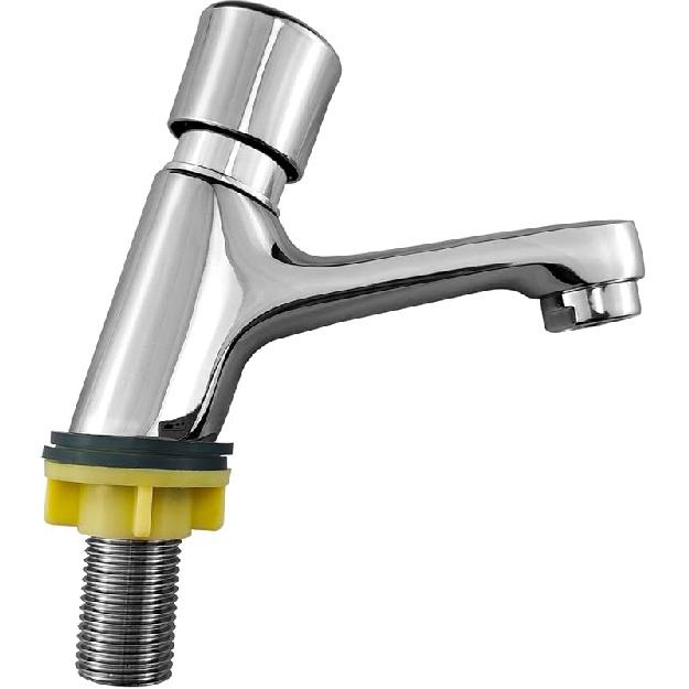 Самозакрывающийся смеситель, смеситель с таймером задержки для общественных кухонь и ванных комнат, смеситель с таймером задержки, хромированный, водосберегающий, смеситель для раковины с таймером задержки, однорычажный 1