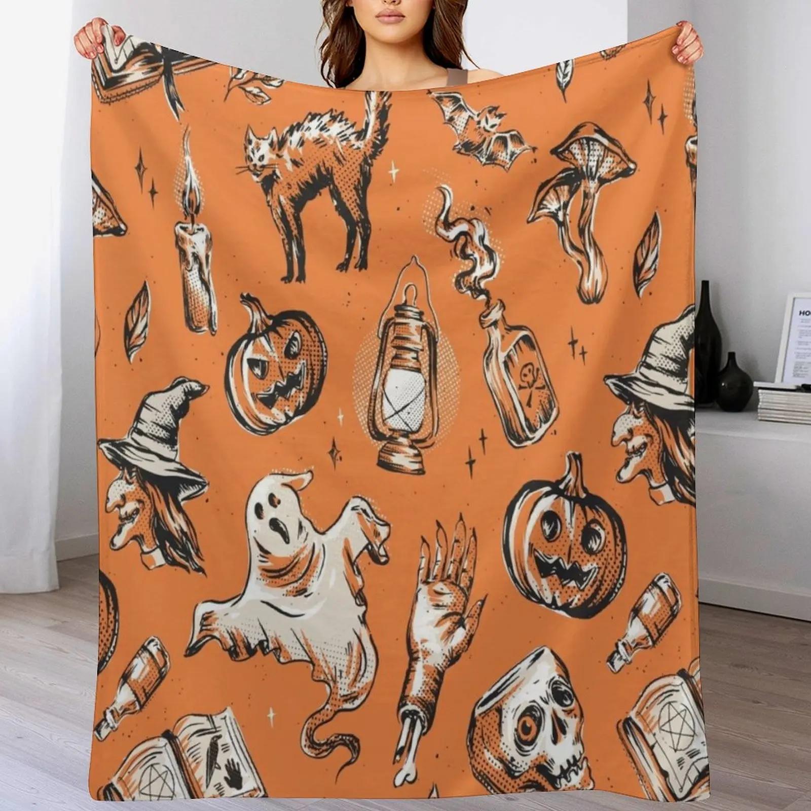Magic Vintage Halloween Time Throw Blanket Cozy Home Blanket Gift for Christmas Holiday 102x76cm(40x30in)