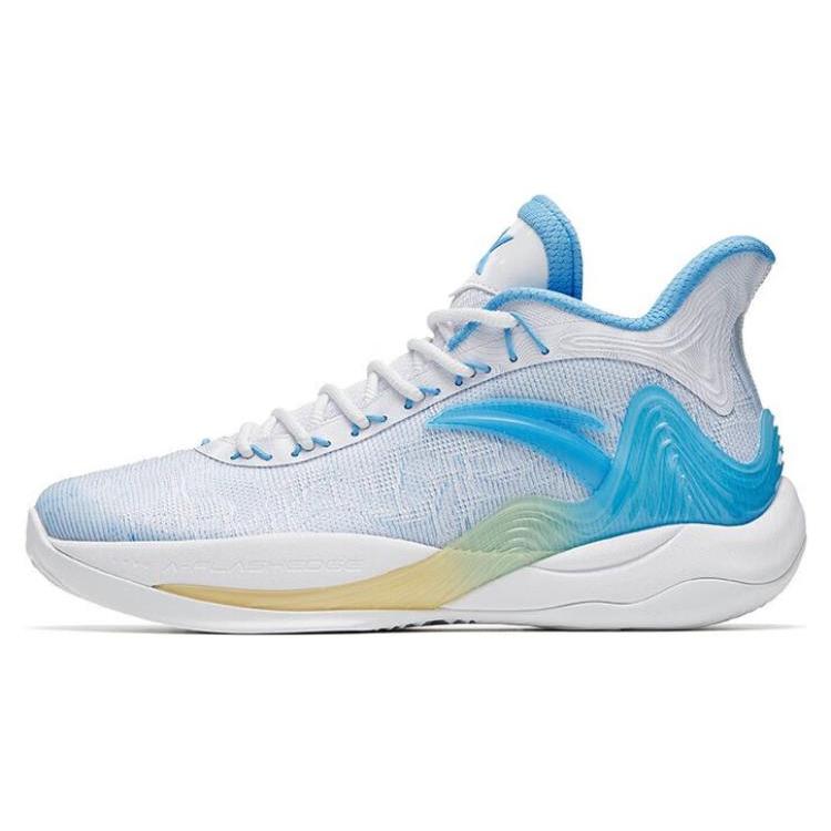 New Anta Mountain 2 Cushioning Anti Slip And Wear Resistant Coverage Mid Top Basketball Shoes Men's Light Purple Blue 112241601-1